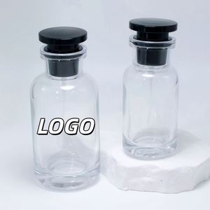 Flacons de parfum en verre transparents personnalisables avec logo, 30 ml, 50 ml, 100 ml, rechargeables, avec vaporisateur à pompe, emballage en boîte ronde - Product Image 1