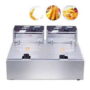 6L Restaurant Equipment Kitchen Equipment Pressure Double Fryer Machine Potato Chips Electric Fryer