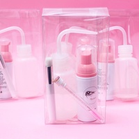 Kit de shampoing pour cils fait main personnalisé avec ensemble de flacons roses, nettoyant moussant pour cils à marque privée et logo personnalisé