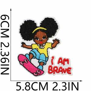 Patchs brodés thermocollants écologiques pour bébés, motif petite fille noire mignonne, Jour de l'Indépendance, pour la décoration des vêtements de bébé - Product Image 3