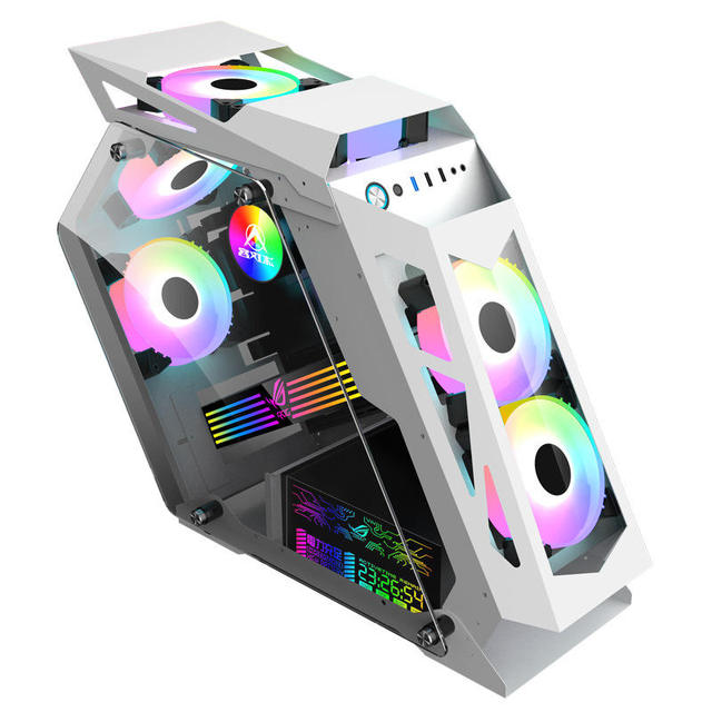Top-ranking Mid Tower M-ATX Aluminum Gaming Case with ARGB RGB LED Tempered Glass Front USB Ports