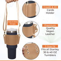 Offre Spéciale 40oz gobelet fourre-tout porte-bouteille d'eau Faux cuir tasse couverture extérieur tasse manchon avec sangle de transport