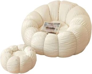 Sofá Puff Individual de Esponja Comprimida, Impermeable, de Algodón Crema, Estilo Ins, con Forma de Silla Calabaza, para Hogar, Dormitorio, Apartamento Pequeño y Balcón - Product Image 4