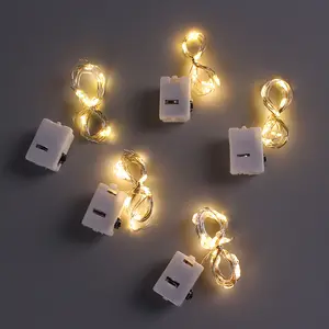 Luces LED de cadena de alambre de cobre, luces de cadena multicolor blancas cálidas intermitentes, decoración de caja de regalo de flores del día de Navidad