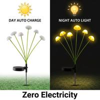 Lampe solaire LED en forme de champignon, 6 tiges flexibles, angles réglables, étanche IP65, intensité variable, piquet de sol, décoration de jardin