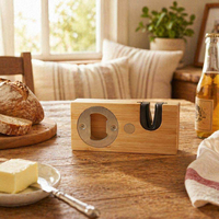 Ouvre-bouteille moderne en bambou pour vin et bière, composants en acier inoxydable, couleur naturelle, outil de cuisine durable pour les fêtes, personnalisable