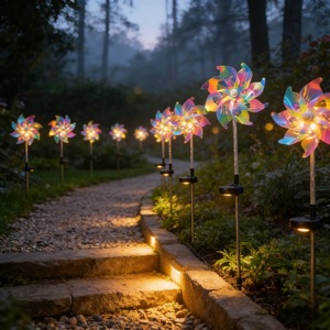 Lampe <span class=keywords><strong>solaire</strong></span> LED extérieure étanche RGB multicolore en forme <span class=keywords><strong>de</strong></span> <span class=keywords><strong>moulin</strong></span> à vent pour pelouse, parc, allée, portail, sécurité, aménagement paysager et événements - Product Image 6