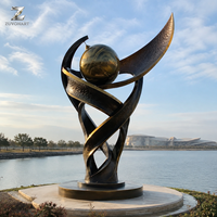 Trophée de basketball en bronze, sculpture artisanale en métal, patine antique, respectueux de l'environnement, monument sportif pour campus, stade, club et place publique