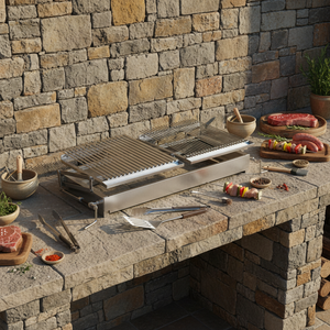 Griglia Santa Maria in Stile Argentino da Tavolo con Griglia a V Integrata, Doppio Sollevamento, in Acciaio Inox, <span class=keywords><strong>BBQ</strong></span> a Carbone - Product Image 1