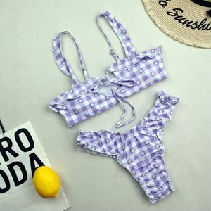 Trajes de Baño OEM/ODM al por Mayor, Bikini de Dos Piezas con Tirantes Cruzados, Push-Up, Fruncido, con Aros, de Secado Rápido, de Lujo, para Mujer - Product Image 3