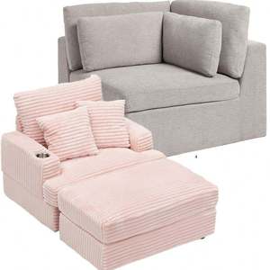 <span class=keywords><strong>Sofa</strong></span> kain korduroi merah muda mewah, <span class=keywords><strong>Sofa</strong></span> dengan bantal pegas tahan lama, rakitan mudah untuk penggunaan rumah Hotel, furnitur ruang tamu - Product Image 5