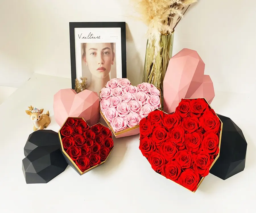Sum Flora A-mazon heißer Verkauf Geschenk box konservierte Rosen in Diamant Geschenk box zum Valentinstag