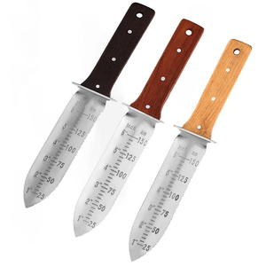 Cuchillo de excavación de mango de madera cómodo de acero inoxidable 440 de alta calidad con Funda de cuero herramienta de excavación de jardín portátil - Product Image 1
