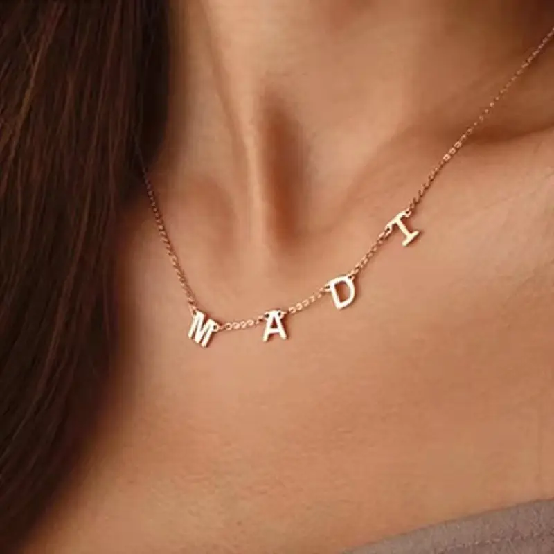 Custom Brief Ketting Goud Rvs Choker Tiny Letters Charmant Gepersonaliseerde Naam Kettingen Voor Vrouwen Meisje Sieraden Gift