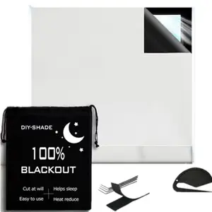 Venta caliente <span class=keywords><strong>para</strong></span> <span class=keywords><strong>Amazon</strong></span> Portable Sun Proof Cuttable Blackout Cortina 100% Poliéster Tejido Técnica Disponible en Silver Black Coa - Product Image 3