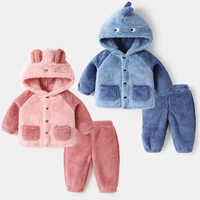Ensemble haut et pantalon à capuche pour tout-petits garçons et filles, tenue chaude doublée de polaire pour l'automne et l'hiver, vêtements doux et confortables pour enfants, 2 pièces