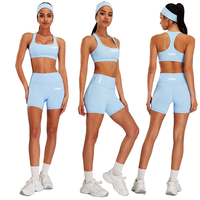 Ensemble de yoga 2 pièces respirant et uni pour femme, short de sport taille haute à compression