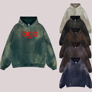 Herren 100% Baumwolle Übergroße Vintage Stone Acid Wash Hoodies Benutzer definiertes Logo Green Gallery Paint Men Hoodie - Product Image 1