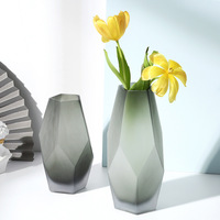 Vase à bourgeon en verre de murano soufflé à la main, géométrique, givré, gris, dégradé, cristal, vases, pour la décoration de la maison et du mariage, 2022
