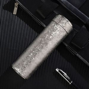 High-Grade 480ml Pure Titanium Double-Layer Vacuum Flask Ice Flower Craft Travel <b>Cup</b> Ti <b>Thermos</b> for Business Gifts - Product Image 6