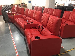 Juego reclinable de sofá moderno de cuero negro al por mayor, sofá reclinable motorizado para uso doméstico, sofá reclinable individual para teatro - Product Image 6