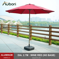 Parasol de terrasse avec mât inclinable à levage manuel, dessus en polyester imperméable, sans base, pour hôtels et complexes hôteliers