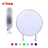 NIHAO Boîte à lumière ronde double face, boîte à lumière LED circulaire pour entreprise, type suspendu, cadre en aluminium, haute luminosité