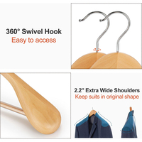 Cintre en bois personnalisé robuste à épaules larges avec crochet rotatif à 360° – Cintre de luxe en bois pour vestes et manteaux
