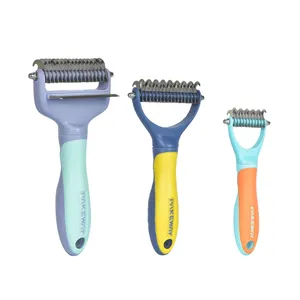 Pakeway T10 Pet Grooming Brush Double Sided Shedding and Dematting Comb Dog Stainless Steel Comb