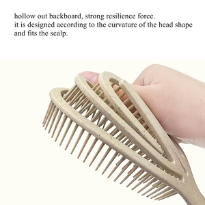 Juego de 3 cepillos desenredantes ecológicos de paja de trigo, cepillo masajeador para el cuero cabelludo, cepillo para champú, peine de dientes anchos, cepillo para cabello húmedo y seco. - Product Image 3