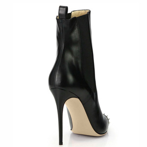 Bottines à rivets métalliques sur le devant, sexy, pour femmes, grande taille 46, bout pointu, talons hauts, tige extensible - Product Image 2