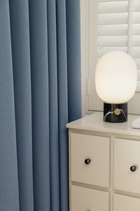 Kain tirai gelap tinggi biru Linen poliester mewah kustom untuk kamar tidur ruang tamu Hotel jendela - Product Image 3