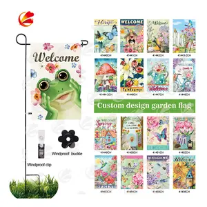 Custom Hello Burlap Garden Flag Seasonal Spring Summer Outdoor 12x18 Inch Decorative Sublimation Flags For Home Garden Yard