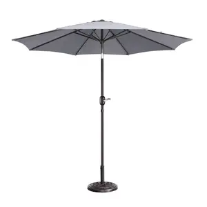 Grande mesa comercial ao ar livre alumínio pátio metal cantilever jardim meia rodada jardim lado suporte pátio guarda-chuva com luz led