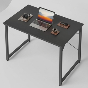 Escritorio de <span class=keywords><strong>Estudio</strong></span> Ajustable de Madera para Computadora, 100 cm, Estilo Moderno para Oficina en Casa, Marco de Metal Negro, Blanco - Product Image 1