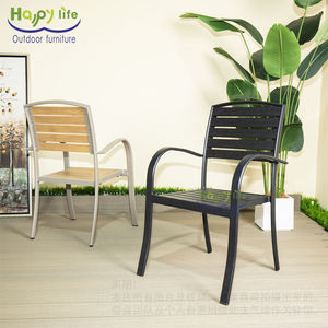 <span class=keywords><strong>Happylife</strong></span> Restaurant Français Moderne, Siège Empilable en Aluminium et WPC pour Extérieur, Résistant aux UV et Imperméable, Cuisine, Atelier, Cour, Bistro - Product Image 6