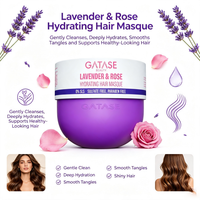 GATASE Lavender & Rose Hydrating Hair Masque dengan Formula Aman untuk Warna Rambut, Melembapkan, Memperbaiki, dan Menambah Volume serta Kilau