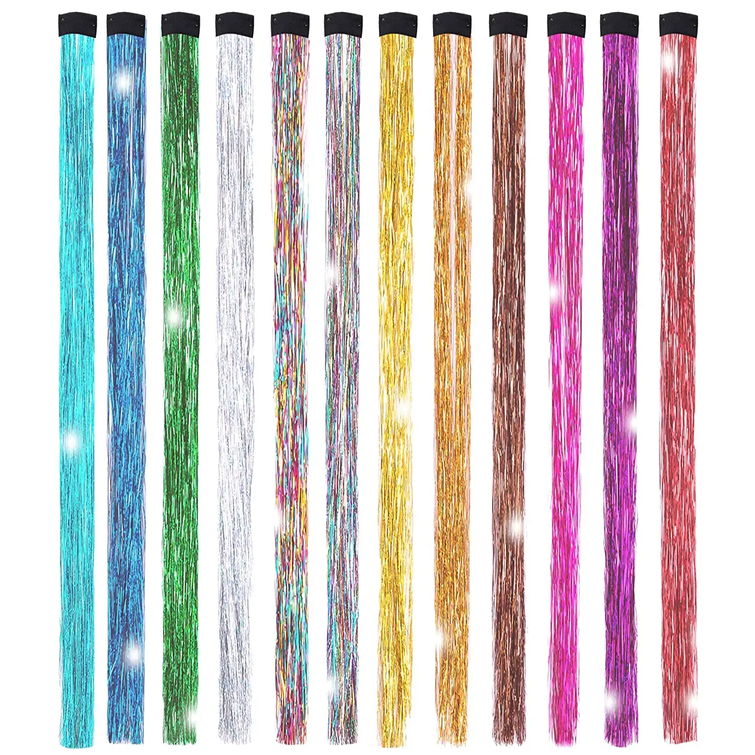 18 colori 20 pollici Tinsel Fairy Hair Tinsel resistente al calore Clip sicura nelle estensioni dei capelli Tinsel Hair