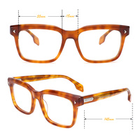 Gafas Rectangulares Clásicas Vintage Retro con Remaches, Monturas de Acetato de Alta Calidad, Unisex