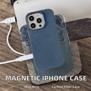 Funda Magnética con Carga Inalámbrica para iPhone 16 11 Pro Max, Diseño Deportivo, Fibra de Carbono y Tela de Franela - Product Image 5
