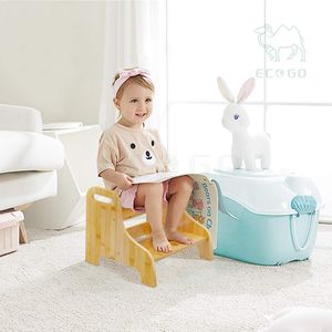Taburete escalonado de madera dura de dos niveles para niños y niños pequeños - Product Image 1