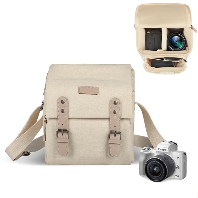 Canvas Crossbody Shoulder Bag for SLR Camera-Simple Style Digital Photography Zipper Closure Customizable Color Logo
