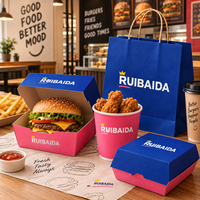 Ensemble d'emballages en papier pour boulangerie avec logo imprimé personnalisé, boîte cadeau, sac en papier, sac à baguette, sac à pain, conteneur alimentaire à emporter pour boulangerie