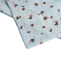 Nouveau motif, fourniture d'usine, tissu tricoté jacquard pointelle imprimé DTY Spandex, finition pêche brossée, extensible et respirant pour vêtements de filles