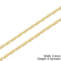 Chaîne en or massif 14 carats (AU585) en forme de vague pour bijoux permanents – Vente en gros