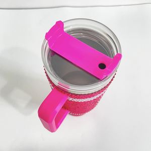 40oz Rugby Print American Football Bling Rhinestone diamond Tumbler <b>with</b> Handle Lid and <b>Straw</b> Rugby <b>Water</b> <b>Bottle</b> <b>for</b> Girl Gift - Product Image 2