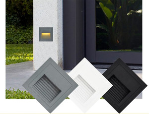 IP65 impermeabile 86x86mm LED Step Wall Light AC110V 220V luce del giorno caldo bianco 3W forma quadrata Base in alluminio per illuminazione da giardino - Product Image 2