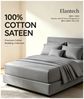 Linge de lit en satin 100% coton ultra doux 60S, ensemble de housse de couette et de draps en coton biologique