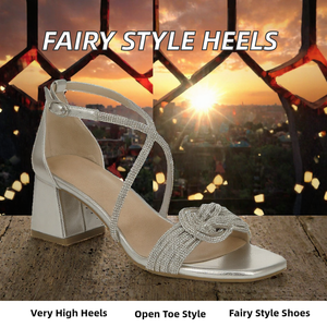 Sandalias de tacón plateadas con pedrería para mujer, punta cuadrada, con tiras, sin cordones, para verano - Product Image 2