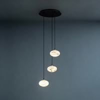 Lustre LED ovale moderne et élégant en albâtre espagnol de style nordique pour villa, table à manger, salon, luminaire domestique